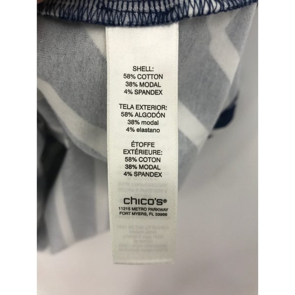Chico's Sleeveless Striped V-Neck Stretch Dress Blue White Size 2 (12) NEW - Picture 5 of 6